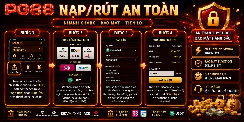 Trải nghiệm nạp rút mượt mà và bảo mật cùng PG88 